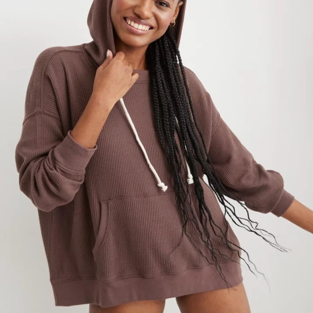 ⚡️SALE⚡️🆕️NWT Aerie Cozy Waffle Hoodie in 'Relic', Size Medium